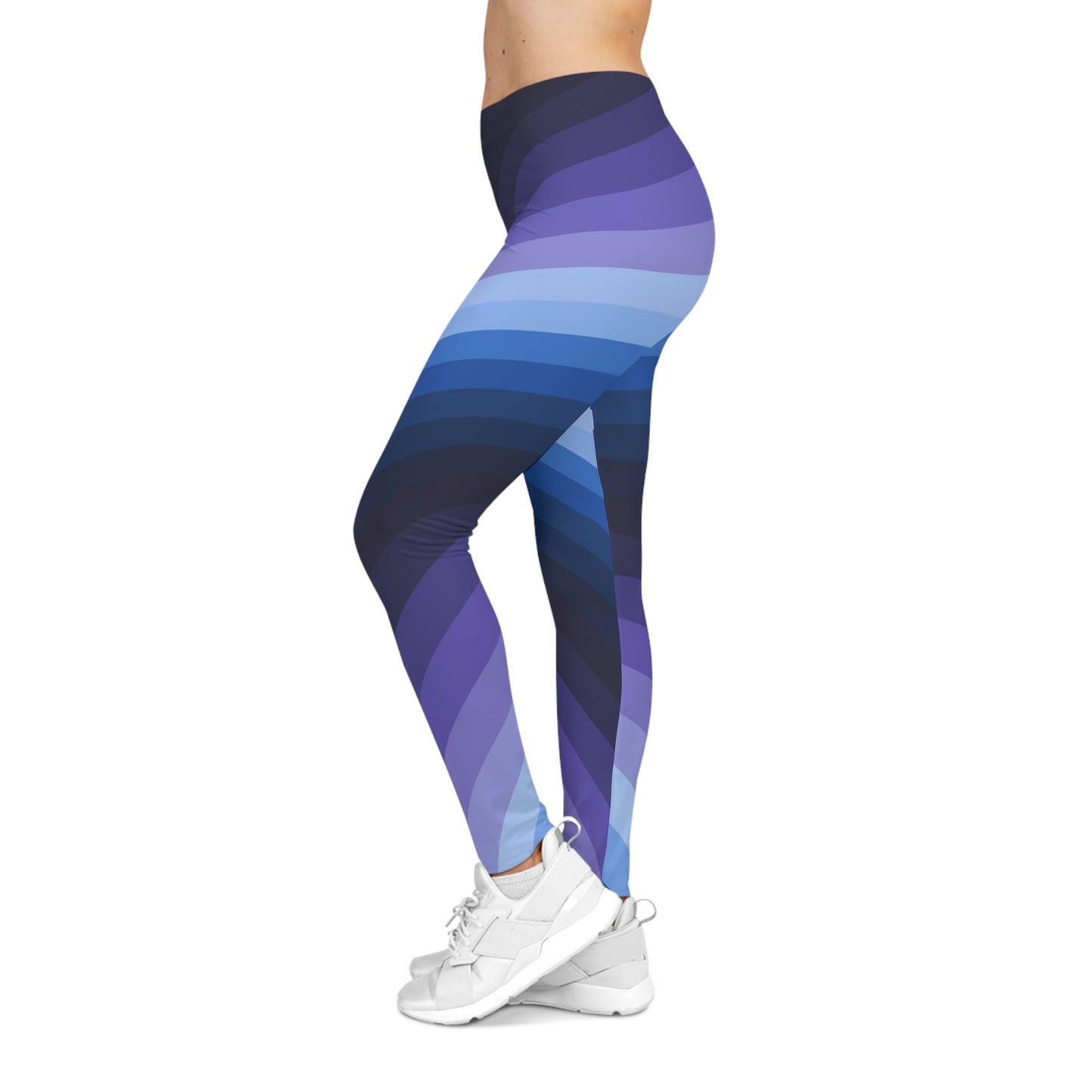 Buy One Get One FREE - Casual Leggings With A Flowing Blue Lines design