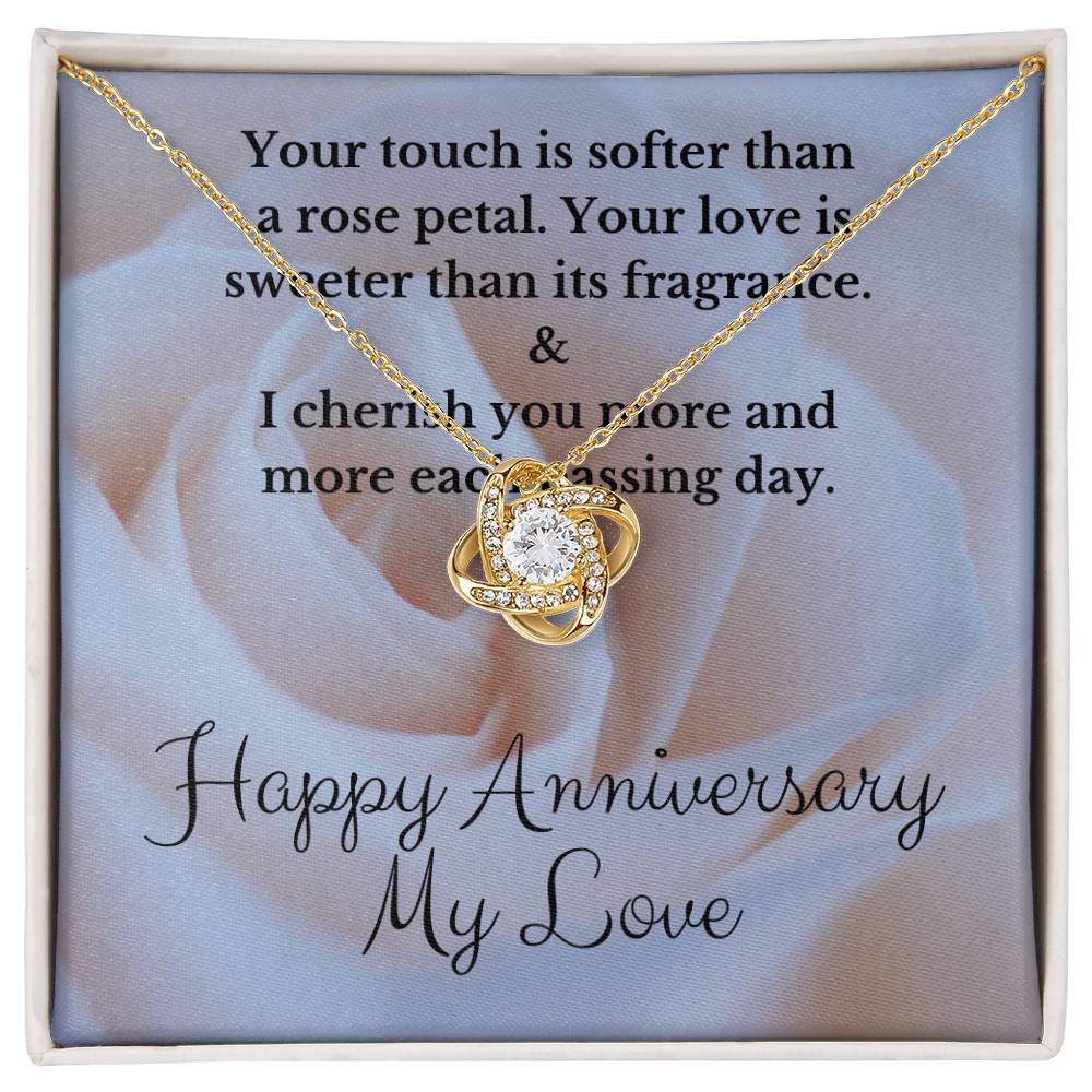 Your Touch Is Softer Than A Rose Petal - Love Knot Necklace