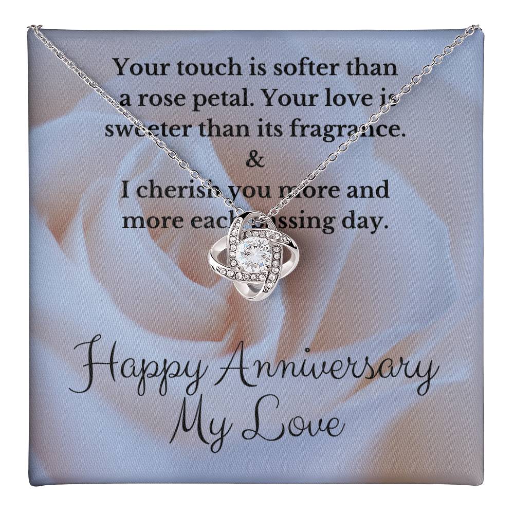 Your Touch Is Softer Than A Rose Petal - Love Knot Necklace