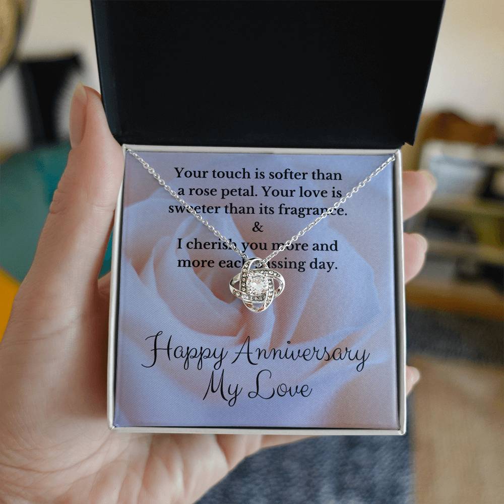 Your Touch Is Softer Than A Rose Petal - Love Knot Necklace