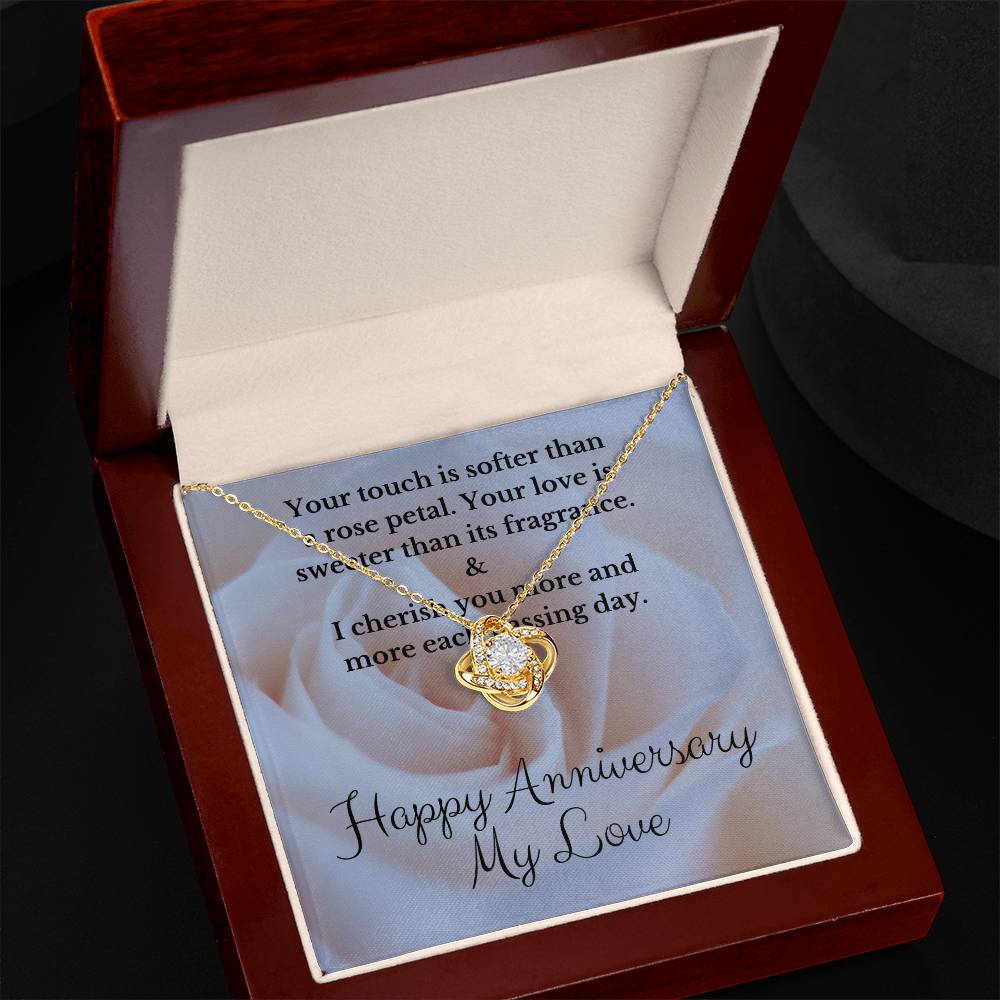 Your Touch Is Softer Than A Rose Petal - Love Knot Necklace