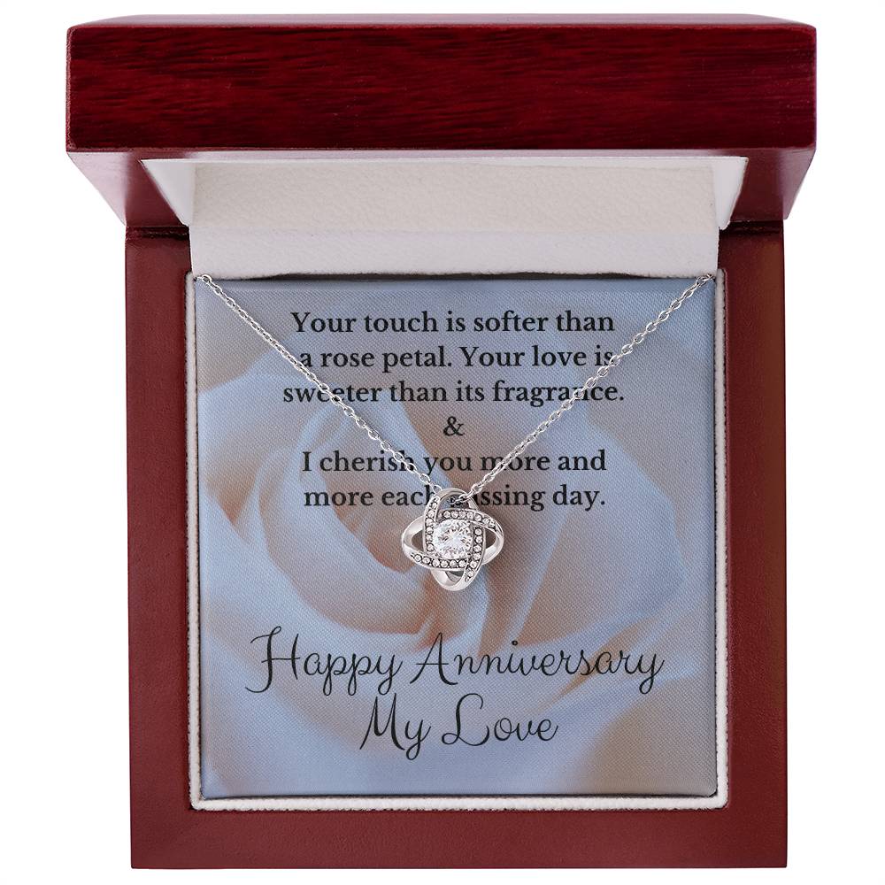 Your Touch Is Softer Than A Rose Petal - Love Knot Necklace