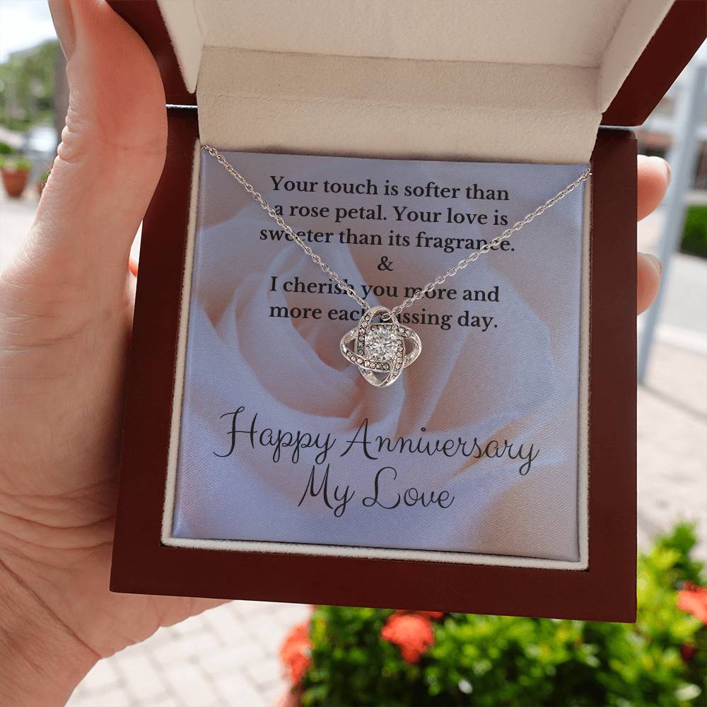 Your Touch Is Softer Than A Rose Petal - Love Knot Necklace