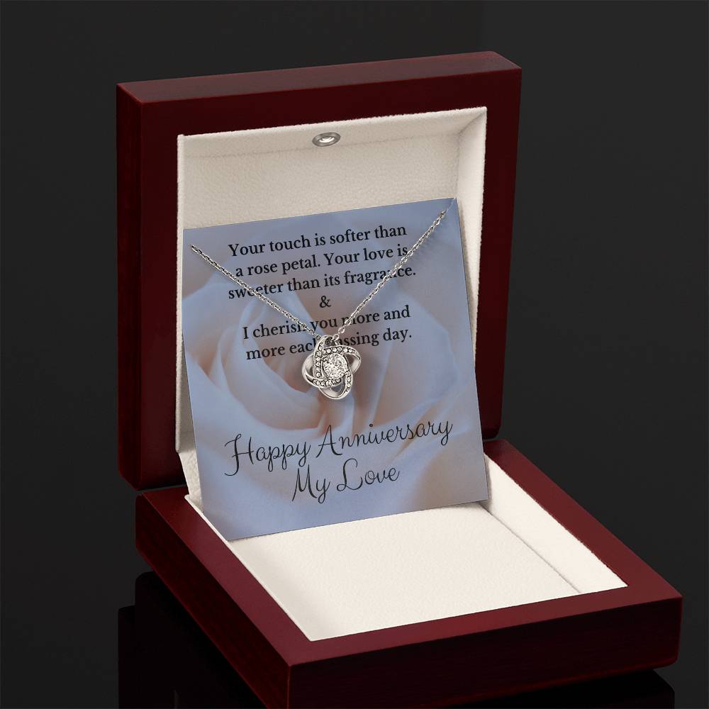 Your Touch Is Softer Than A Rose Petal - Love Knot Necklace