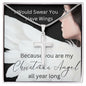 Cross Necklace With "I Swear You Have Wings"- Christmas Message Card