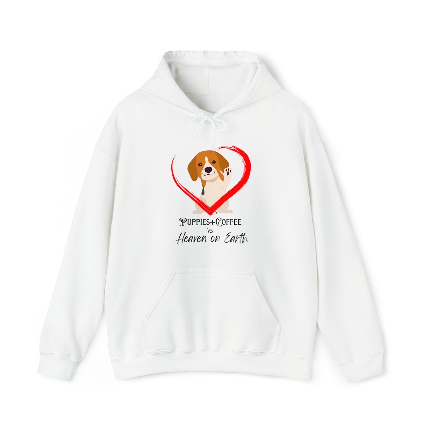 Puppies + Coffee - White Hooded Sweatshirt