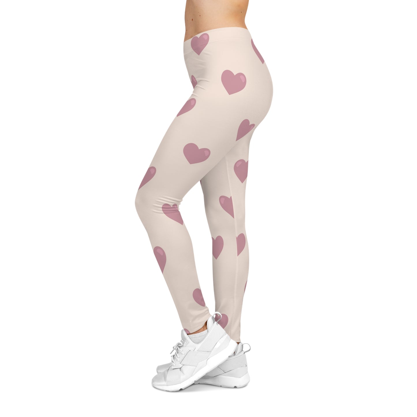 Buy One Get One FREE - Casual Leggings With A Pink Hearts Design