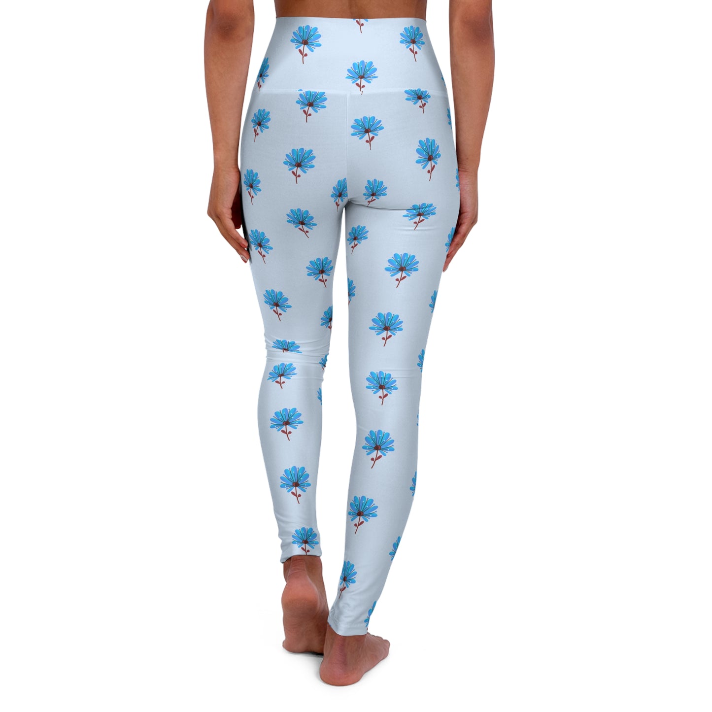 Buy One Get One FREE - High Waisted Yoga Leggings With A Blue Flower Design