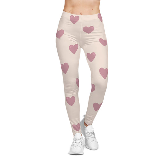 Buy One Get One FREE - Casual Leggings With A Pink Hearts Design