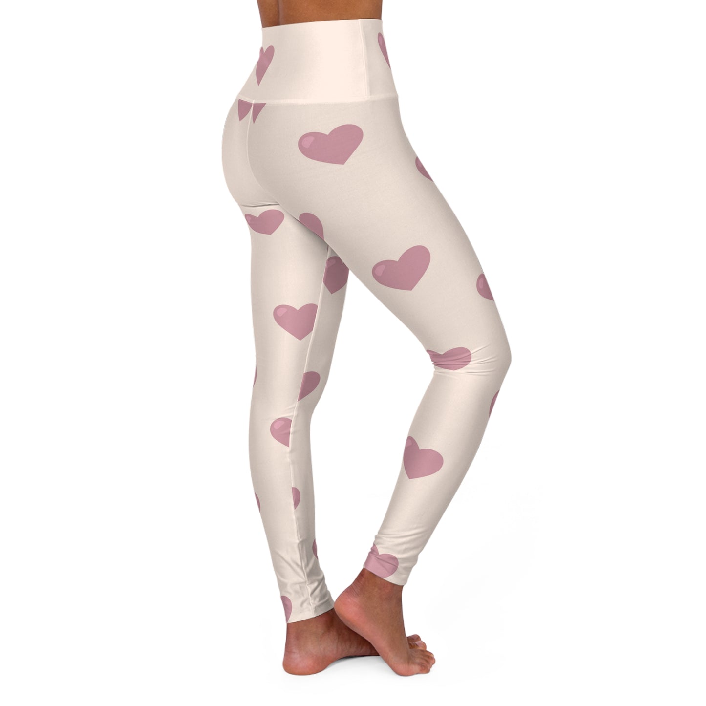 Buy One Get One FREE - High Waisted Yoga Leggings Pink Hearts Design