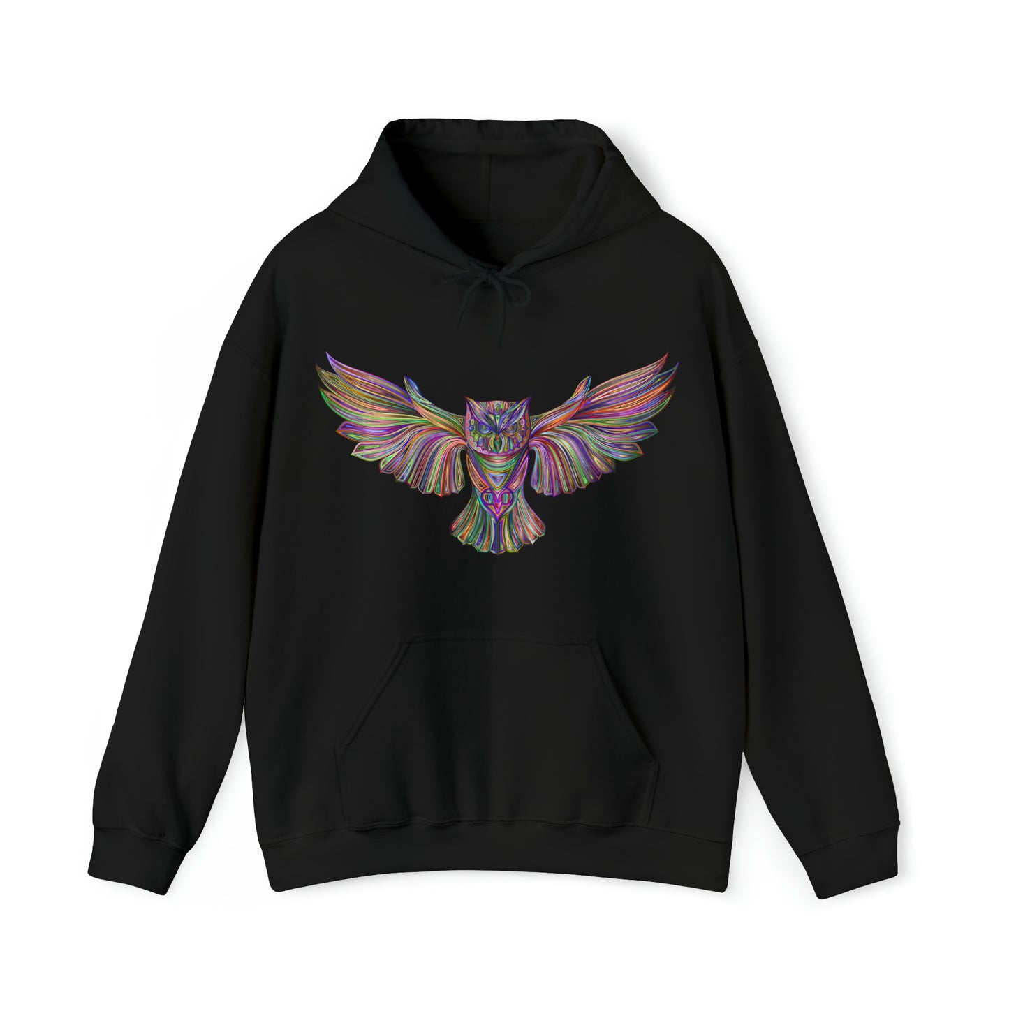 Multi-Colored Owl In flight - Hooded Sweatshirt