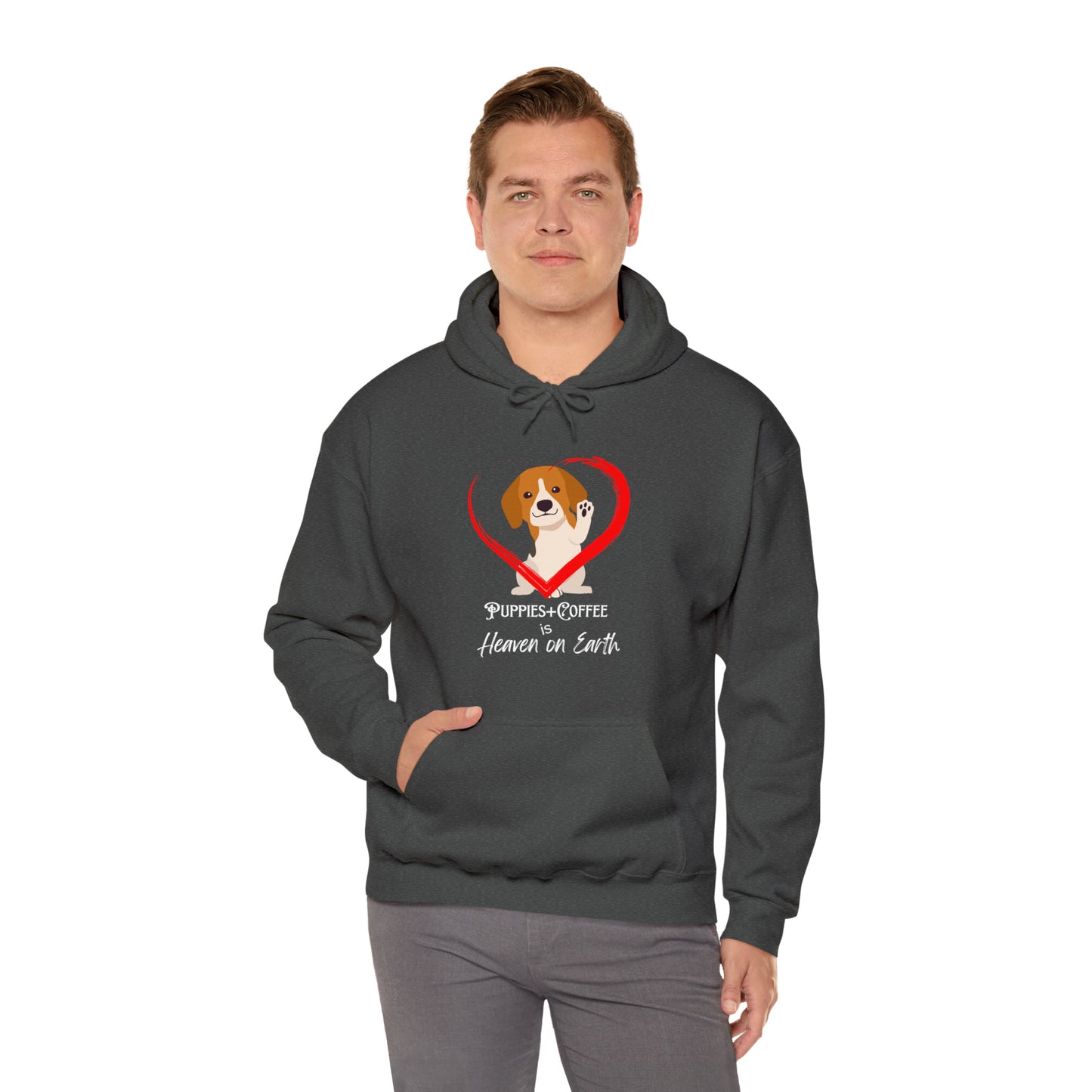 puppies + Coffee - Black Hooded Sweatshirt