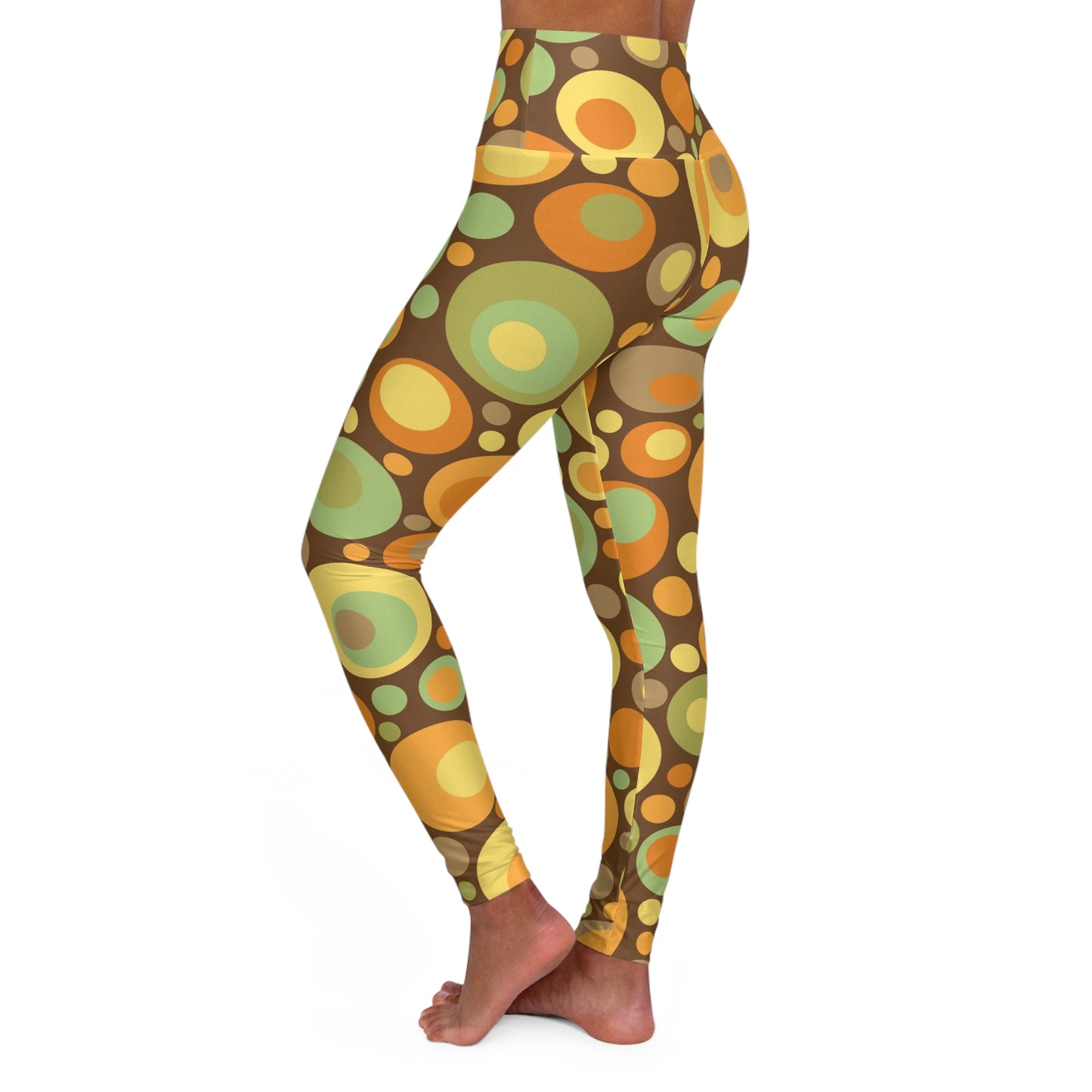 Buy One Get One FREE - High Waisted Yoga Leggings With This 60's Psychedelic Dots Design