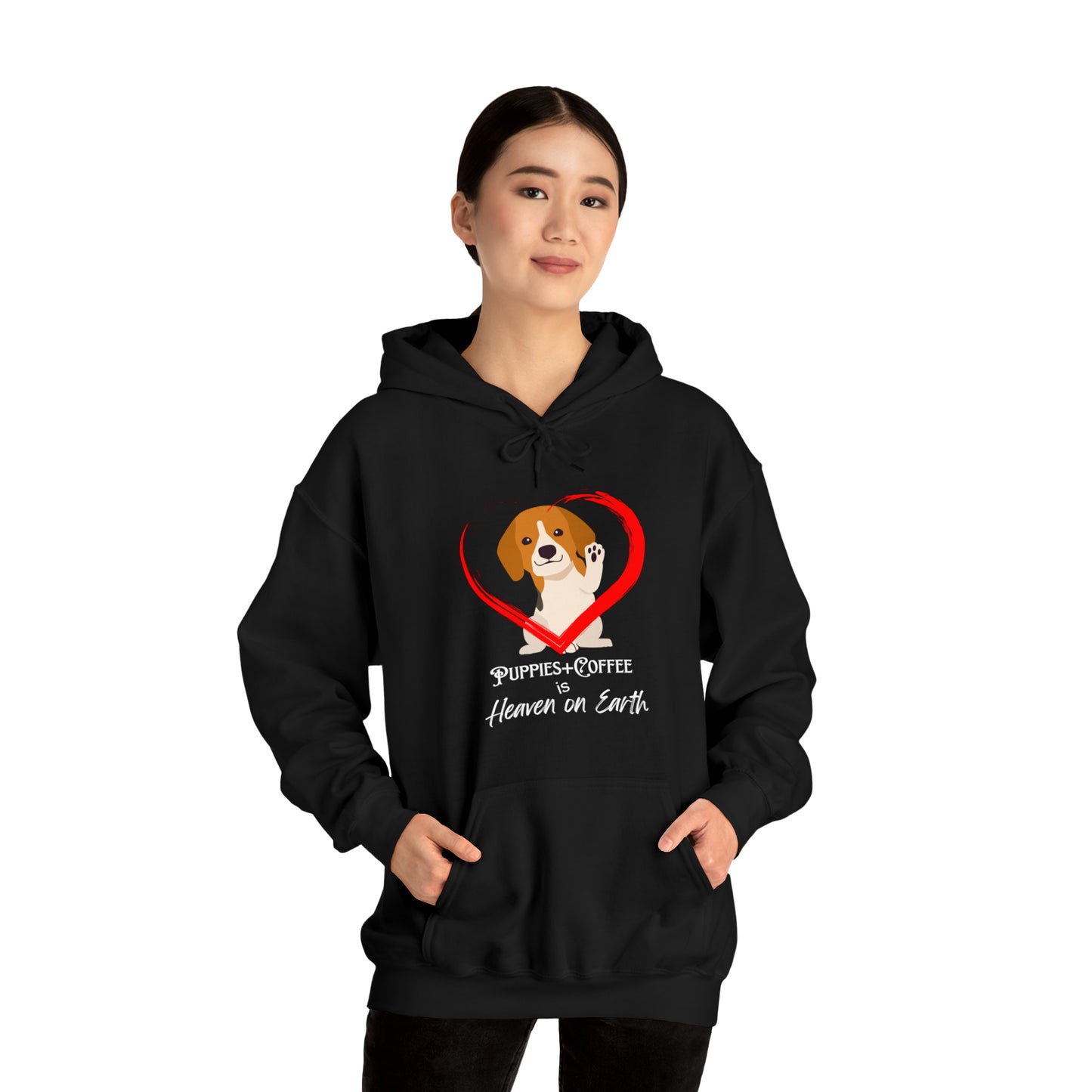 puppies + Coffee - Black Hooded Sweatshirt