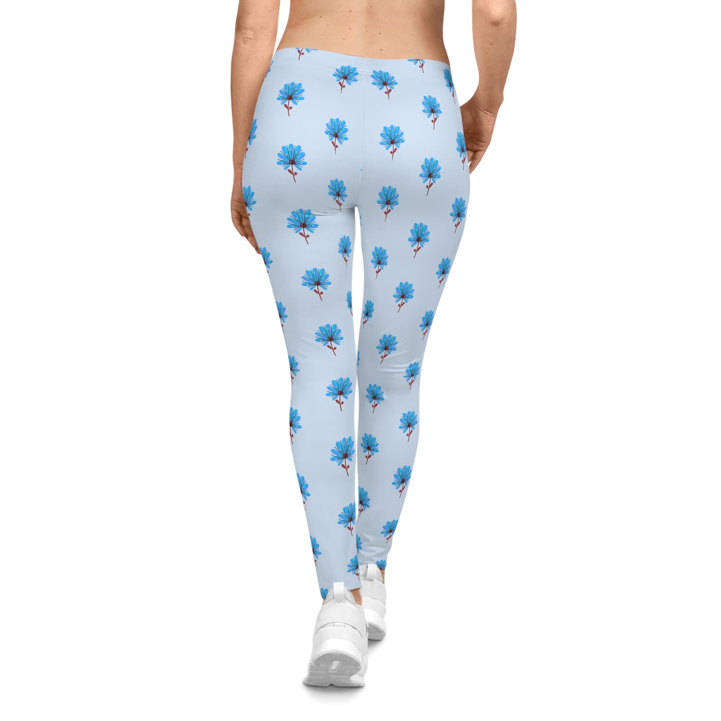 Buy One Get One FREE - Casual Leggings With A Blue Flower Design