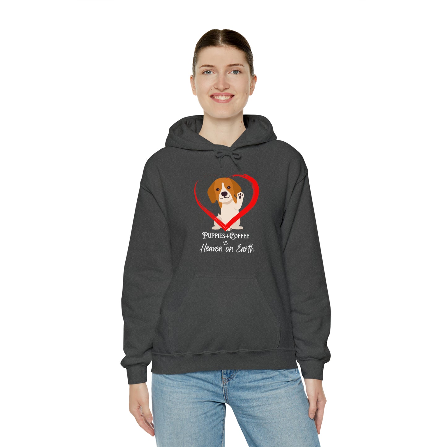 puppies + Coffee - Black Hooded Sweatshirt