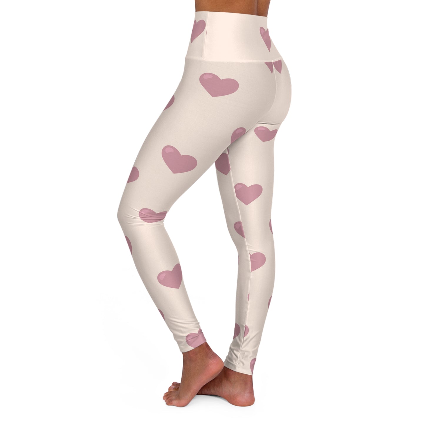 Buy One Get One FREE - High Waisted Yoga Leggings Pink Hearts Design