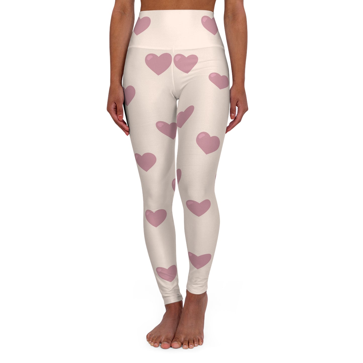 Buy One Get One FREE - High Waisted Yoga Leggings Pink Hearts Design