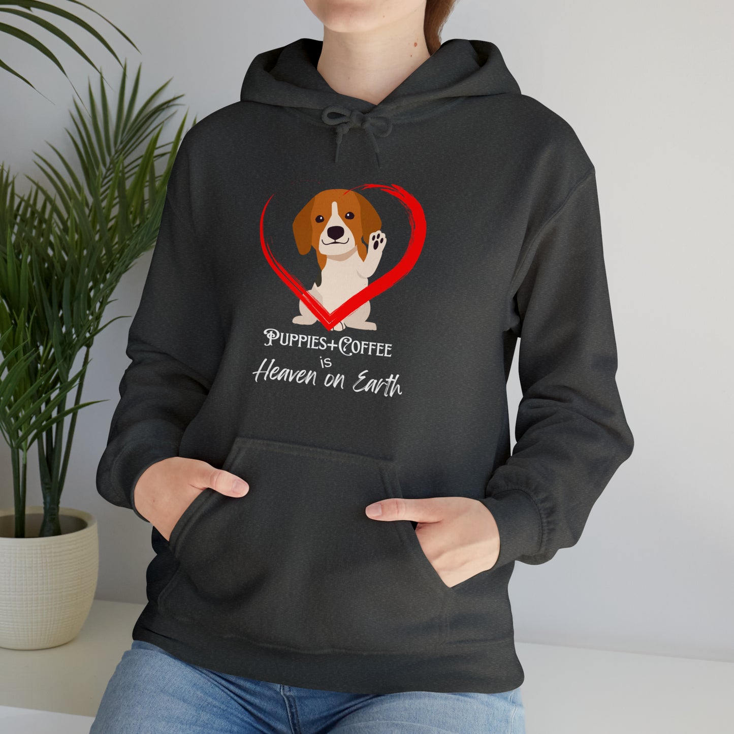 puppies + Coffee - Black Hooded Sweatshirt