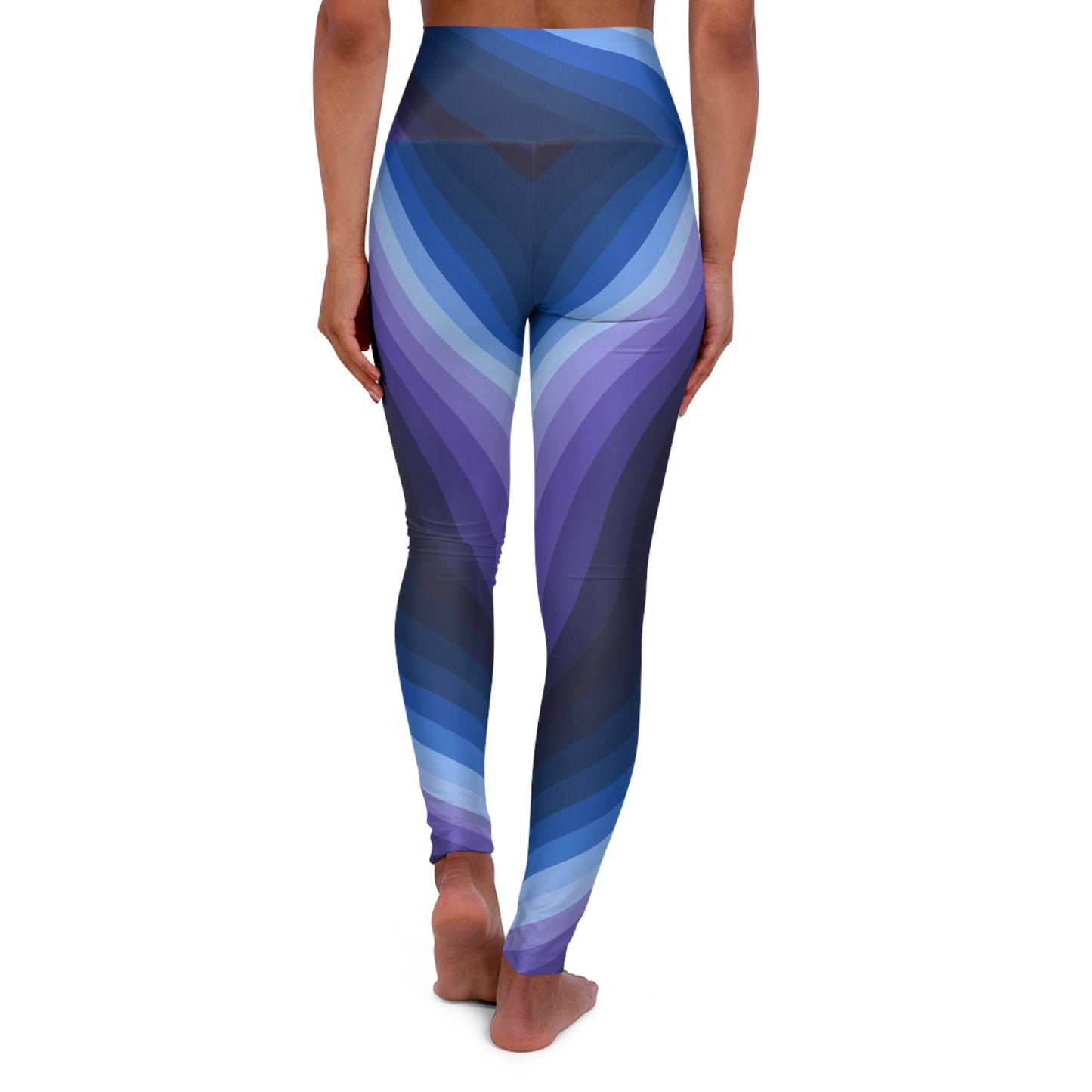 Buy One Get One FREE - High Waisted Yoga Leggings With A Flowing Blue Lines Design