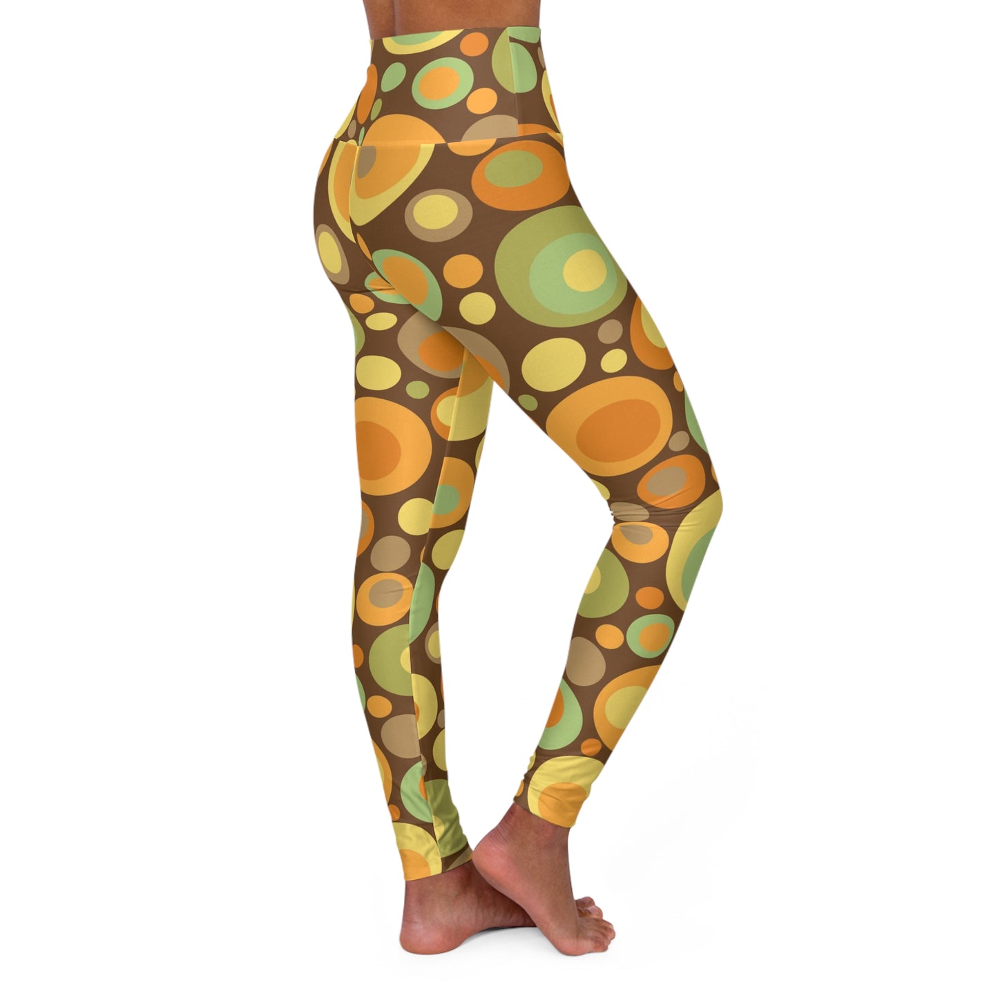 Buy One Get One FREE - High Waisted Yoga Leggings With This 60's Psychedelic Dots Design