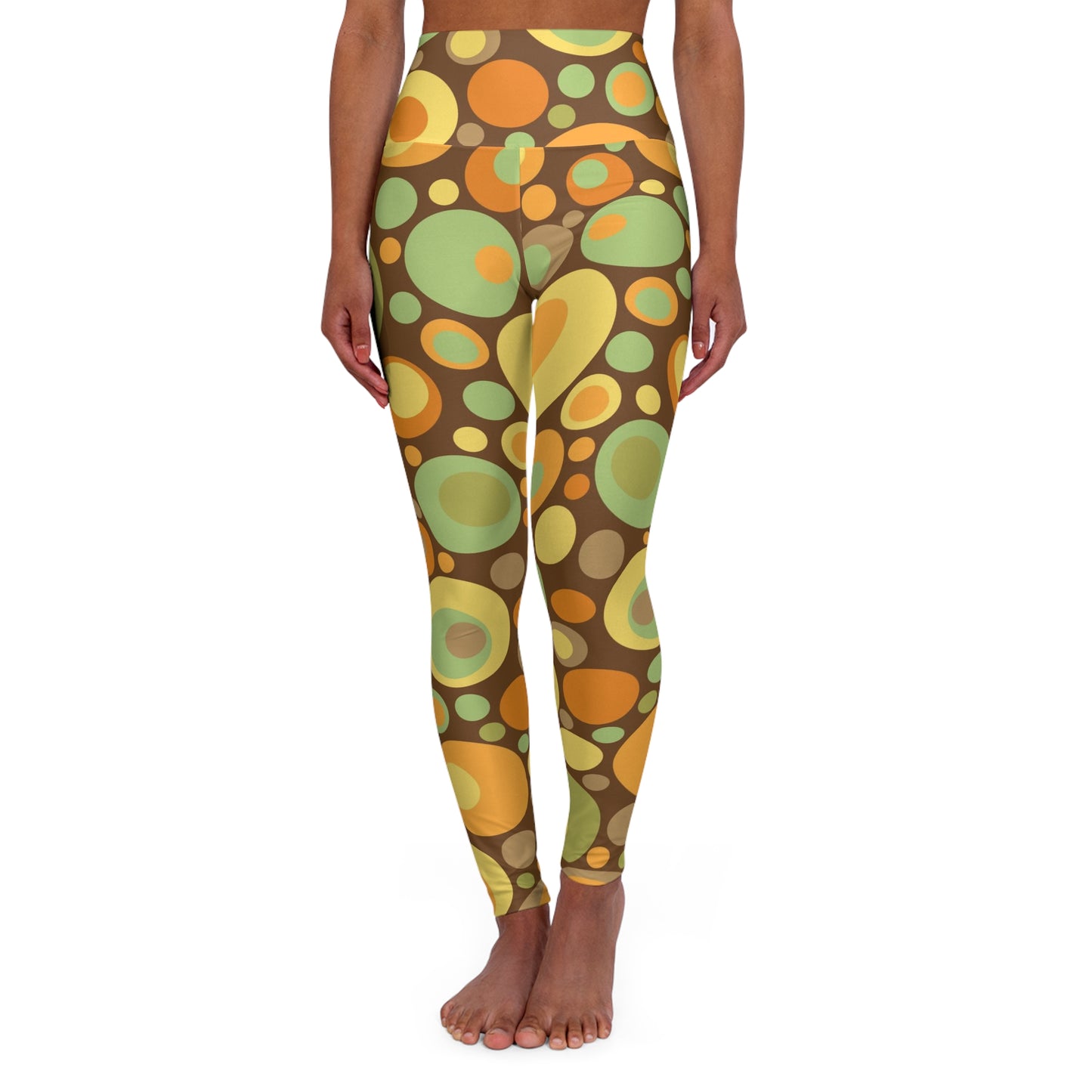 Buy One Get One FREE - High Waisted Yoga Leggings With This 60's Psychedelic Dots Design