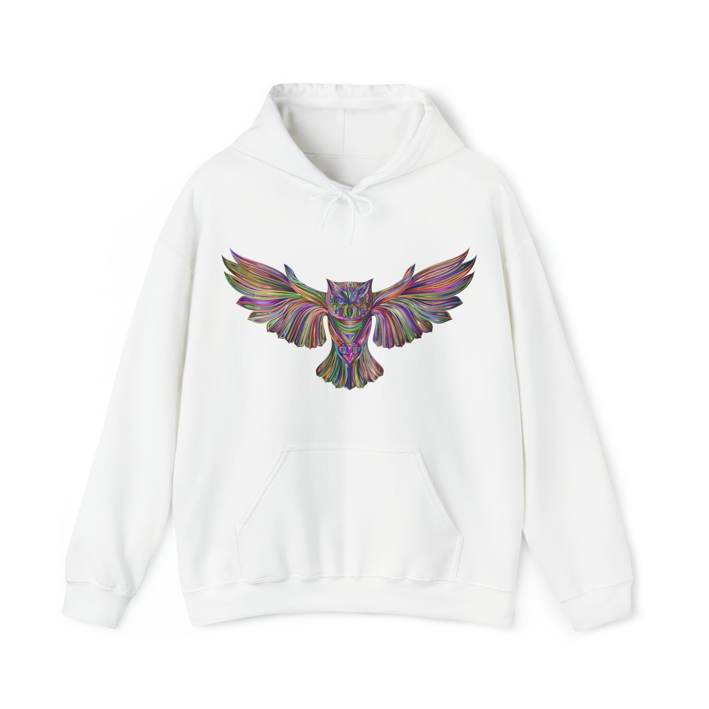 Multi-Colored Owl In flight - Hooded Sweatshirt