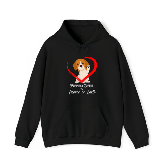 puppies + Coffee - Black Hooded Sweatshirt