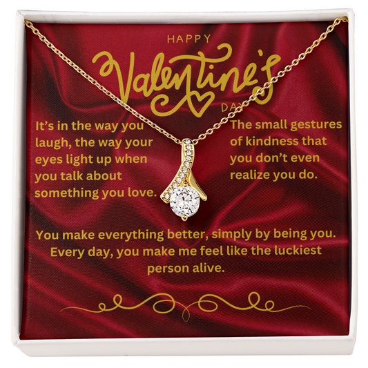 Valentine’s Day Message Card #2: Appreciation for the little things she dose With The Alluring Beauty Necklace