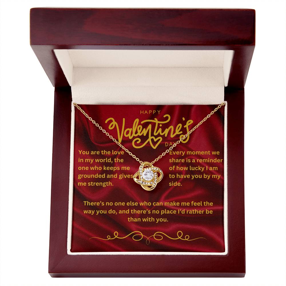 Valentine’s Day Message Card #1: Your Affirmation Of Her Importance to You With The Love Knot Necklace