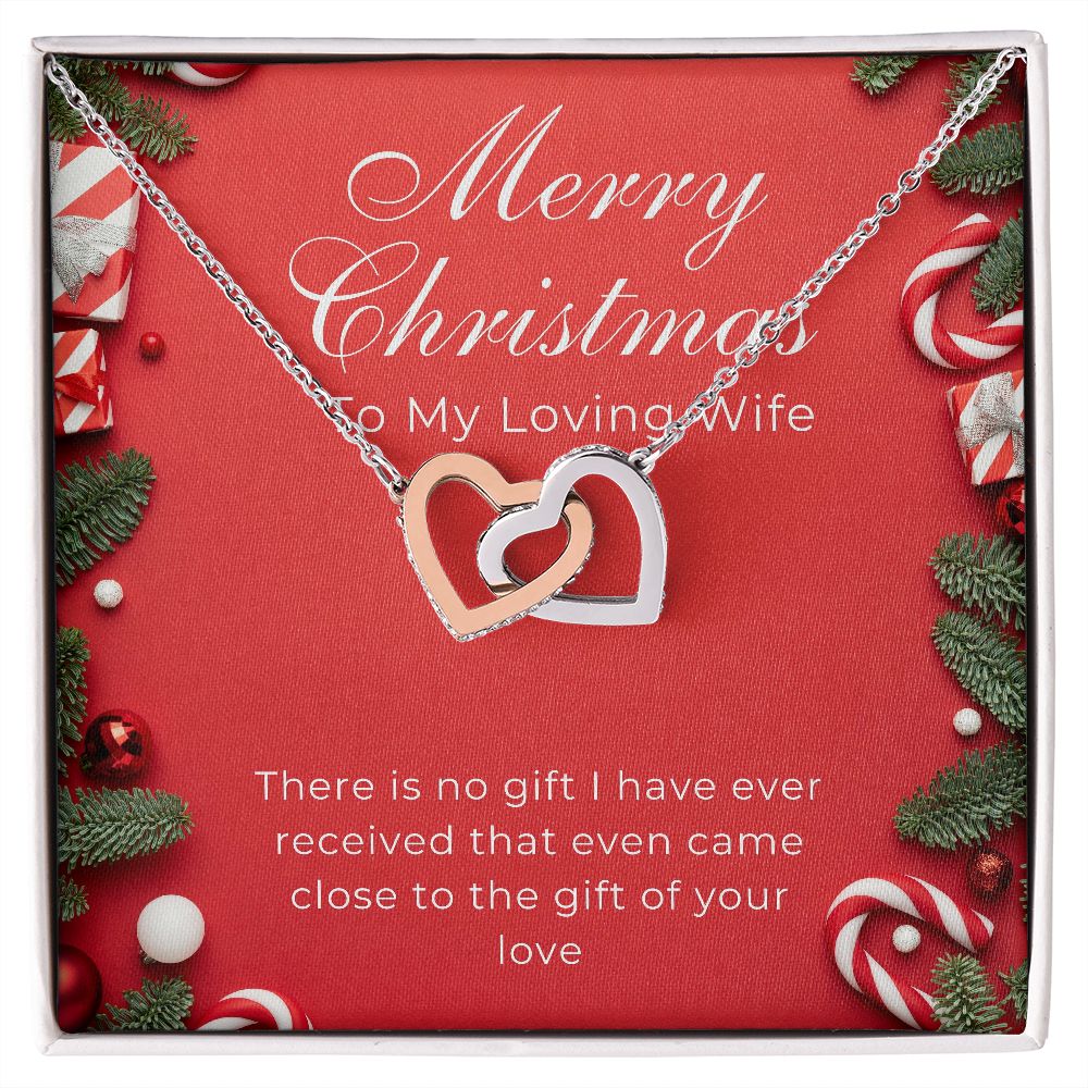 Two Interlocked Hearts With "To My Loving Wife" Christmas Message Card