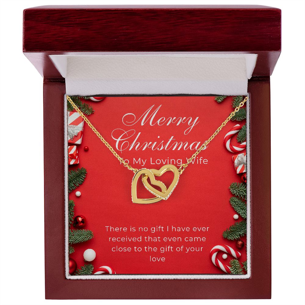 Two Interlocked Hearts With "To My Loving Wife" Christmas Message Card