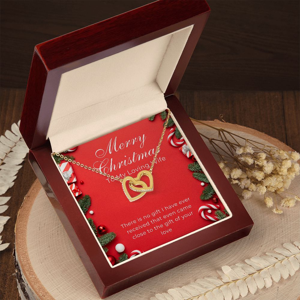 Two Interlocked Hearts With "To My Loving Wife" Christmas Message Card