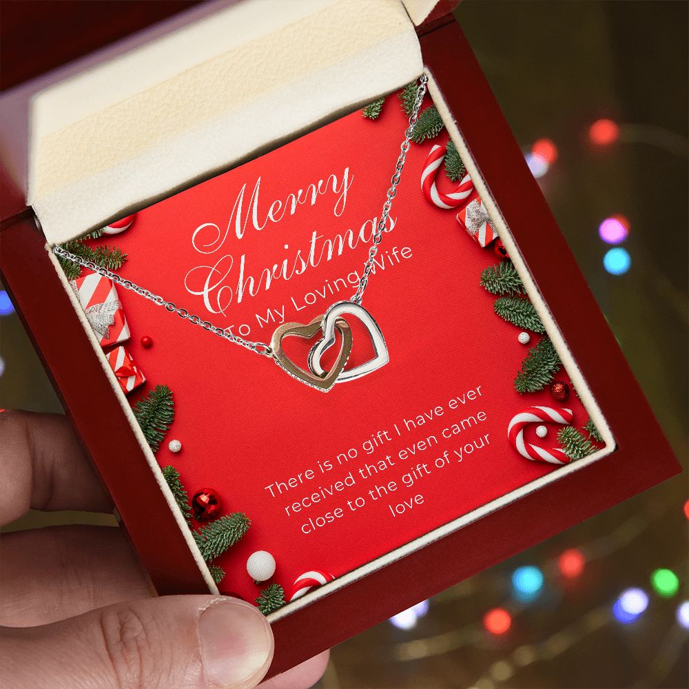 Two Interlocked Hearts With "To My Loving Wife" Christmas Message Card